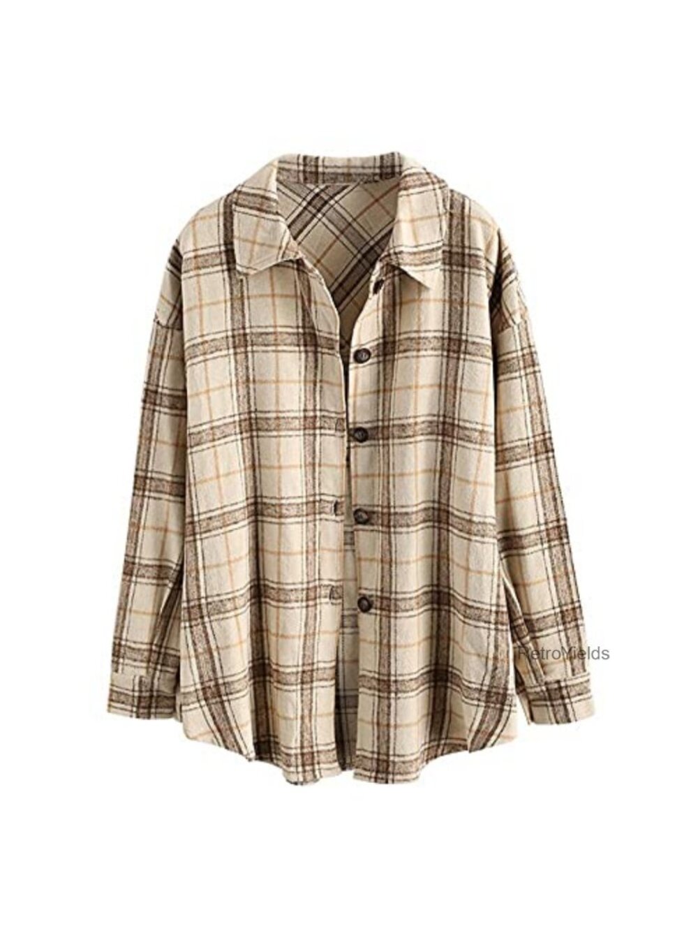 Plaid Button Down Shacket Long Sleeve Flannel Overshirt with Pocket